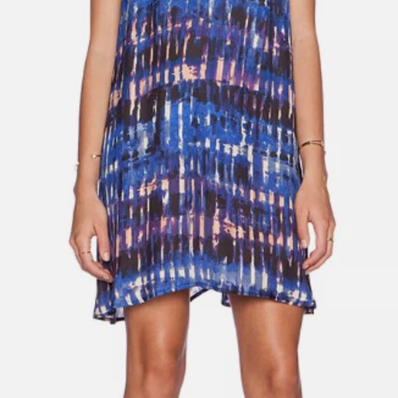 BB Dakota Aubree Blue Multi Color Halter Tank Dress - Picture 15 of 15
